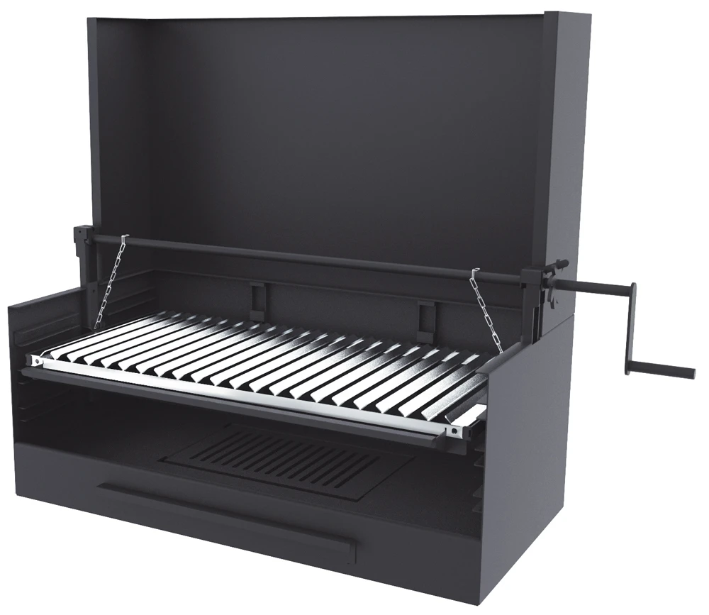 Barbacoa Carbón Y Leña 80 Cm Con Paravaientos Y Elevador 1 Barbacoa Carbón Y Leña 80 Cm Con Paravaientos Y Elevador