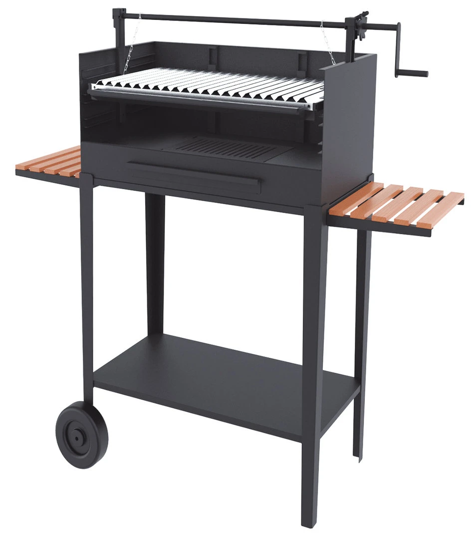 Barbacoa De Carbón Y Leña 60 Cm Con Elevador Y Carro