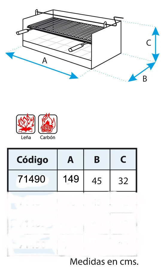 Cajon Barbacoa Argentina 149 Cm. Con Elevador 3 Cajon Barbacoa Argentina 149 Cm. Con Elevador - Imagen 3