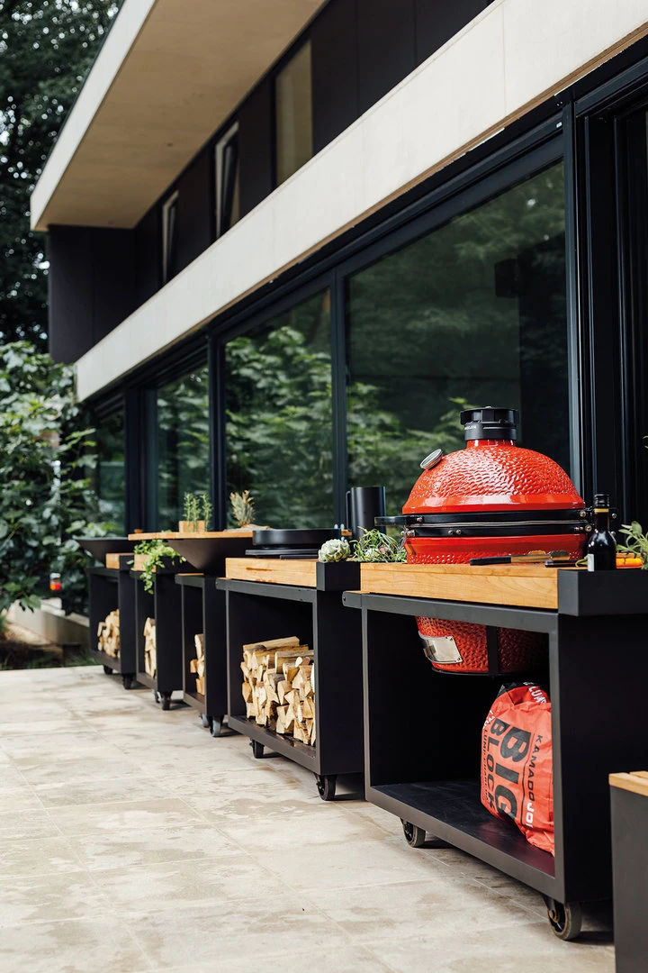 Mesa Con Tabla Teca Ofyr Negro Big Green Egg - Imagen 7