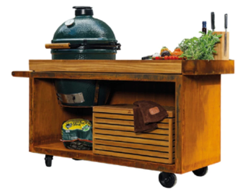 Mesa Con Tabla De Teca Ofyr Para Big Green Egg