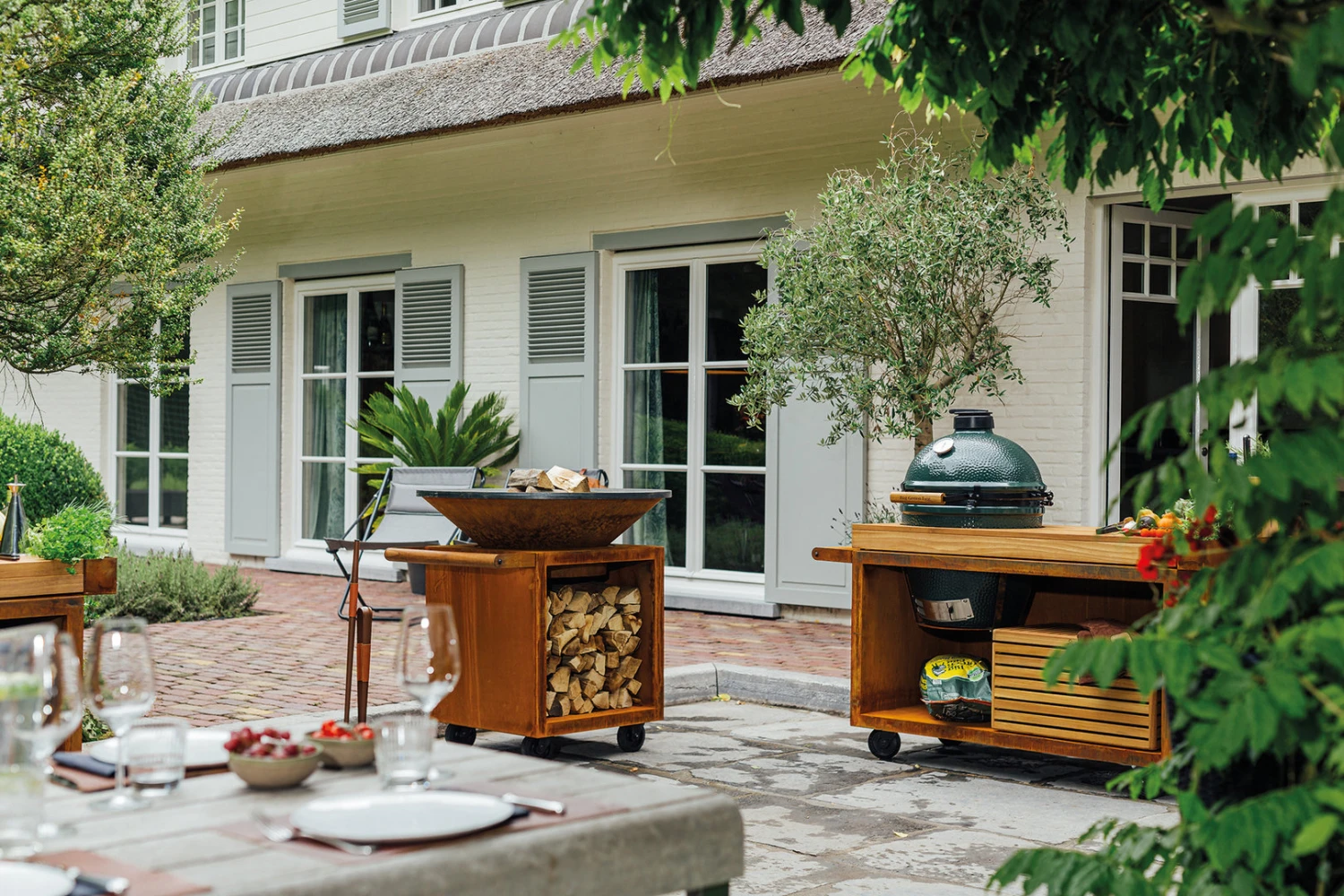 Mesa Con Tabla De Teca Ofyr Para Kamado Joe - Imagen 3