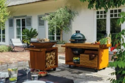 Óptimo Barbacoa Tienda -Óptimo Barbacoa Tienda Mesa con tabla de Teca Ofyr para Kamado Joe O K T PRO TW KJ 3