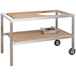 Mesa De Acero Inoxidable Y Teca Para Le Chef